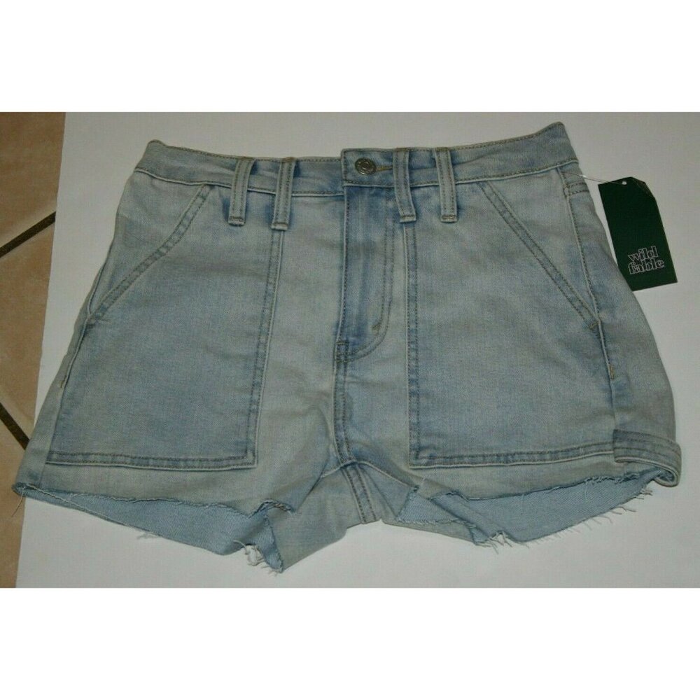 Wild Fable shorts womens 00 highest rise cut off denim jean blue new - Picture 8 of 8